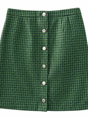 SUNNEI Green Houndstooth Button Front Mini Skirt Size S Made in Italy 💚